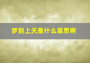 梦到上天是什么意思啊