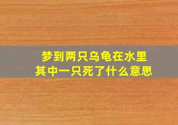 梦到两只乌龟在水里其中一只死了什么意思