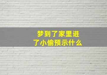 梦到了家里进了小偷预示什么