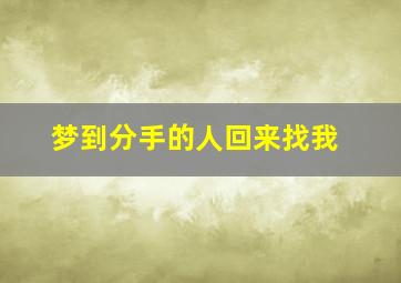 梦到分手的人回来找我