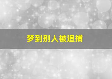 梦到别人被追捕