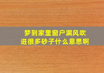 梦到家里窗户漏风吹进很多砂子什么意思啊