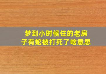 梦到小时候住的老房子有蛇被打死了啥意思