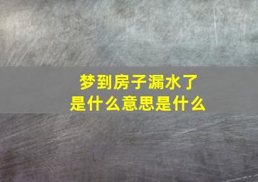 梦到房子漏水了是什么意思是什么