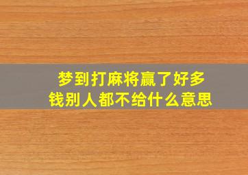 梦到打麻将赢了好多钱别人都不给什么意思