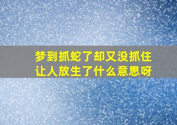 梦到抓蛇了却又没抓住让人放生了什么意思呀