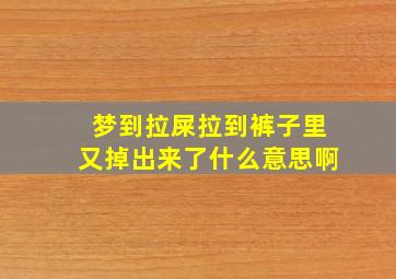 梦到拉屎拉到裤子里又掉出来了什么意思啊