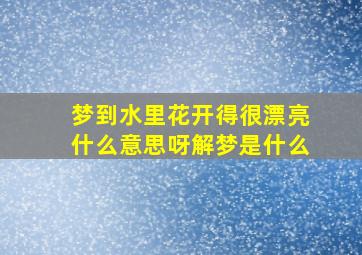 梦到水里花开得很漂亮什么意思呀解梦是什么