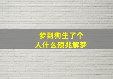 梦到狗生了个人什么预兆解梦