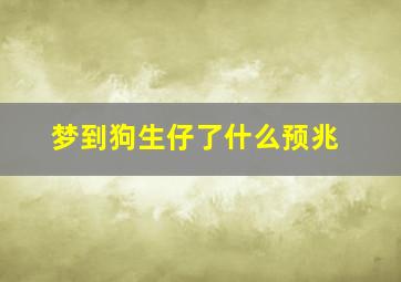 梦到狗生仔了什么预兆