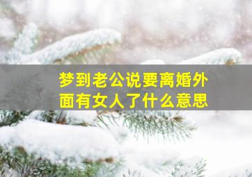 梦到老公说要离婚外面有女人了什么意思