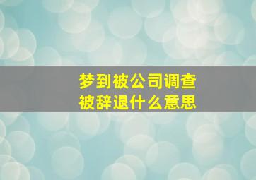 梦到被公司调查被辞退什么意思