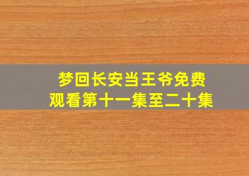 梦回长安当王爷免费观看第十一集至二十集