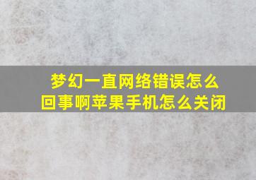 梦幻一直网络错误怎么回事啊苹果手机怎么关闭