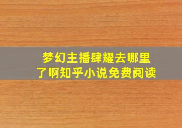 梦幻主播肆耀去哪里了啊知乎小说免费阅读