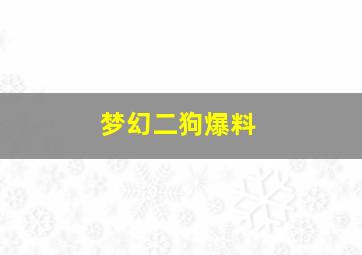 梦幻二狗爆料