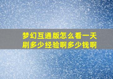 梦幻互通版怎么看一天刷多少经验啊多少钱啊