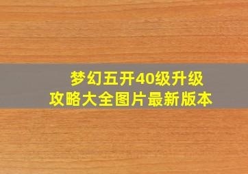 梦幻五开40级升级攻略大全图片最新版本