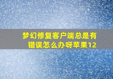 梦幻修复客户端总是有错误怎么办呀苹果12