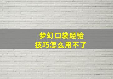 梦幻口袋经验技巧怎么用不了