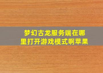 梦幻古龙服务端在哪里打开游戏模式啊苹果