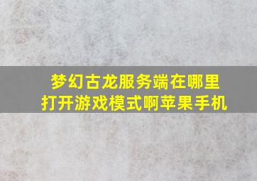 梦幻古龙服务端在哪里打开游戏模式啊苹果手机