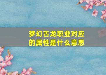 梦幻古龙职业对应的属性是什么意思