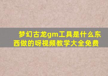 梦幻古龙gm工具是什么东西做的呀视频教学大全免费