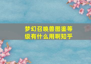 梦幻召唤兽图鉴等级有什么用啊知乎