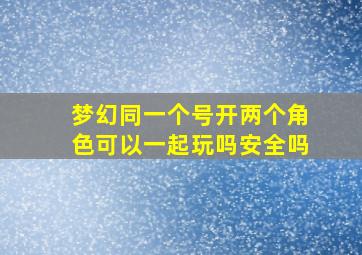 梦幻同一个号开两个角色可以一起玩吗安全吗