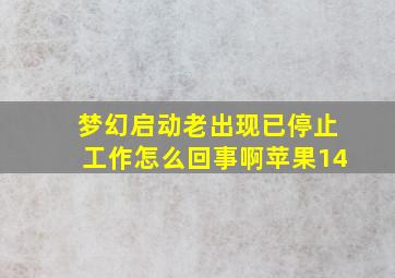 梦幻启动老出现已停止工作怎么回事啊苹果14