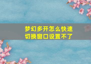 梦幻多开怎么快速切换窗口设置不了