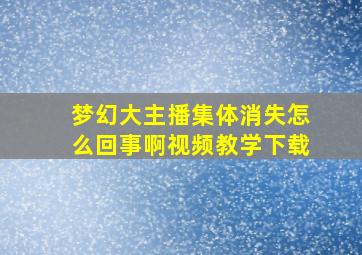 梦幻大主播集体消失怎么回事啊视频教学下载