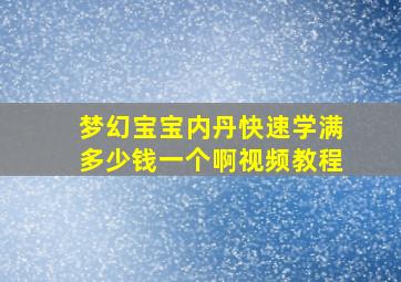 梦幻宝宝内丹快速学满多少钱一个啊视频教程