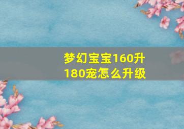 梦幻宝宝160升180宠怎么升级