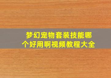 梦幻宠物套装技能哪个好用啊视频教程大全