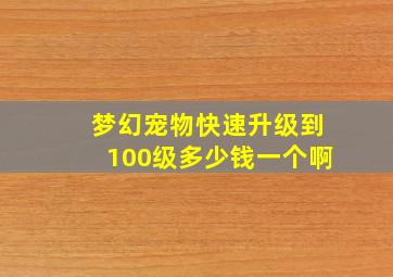 梦幻宠物快速升级到100级多少钱一个啊