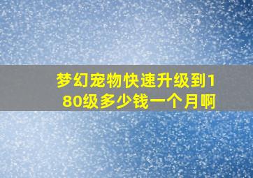 梦幻宠物快速升级到180级多少钱一个月啊