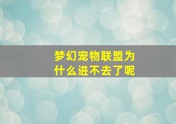 梦幻宠物联盟为什么进不去了呢