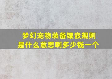 梦幻宠物装备镶嵌规则是什么意思啊多少钱一个