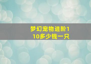 梦幻宠物进阶110多少钱一只