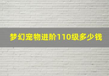 梦幻宠物进阶110级多少钱