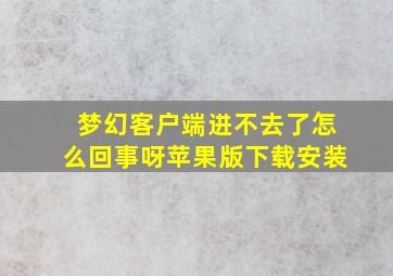 梦幻客户端进不去了怎么回事呀苹果版下载安装