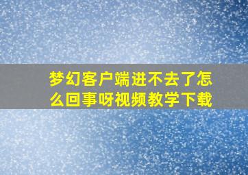 梦幻客户端进不去了怎么回事呀视频教学下载