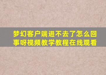 梦幻客户端进不去了怎么回事呀视频教学教程在线观看