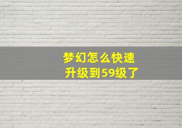 梦幻怎么快速升级到59级了