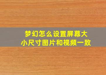 梦幻怎么设置屏幕大小尺寸图片和视频一致