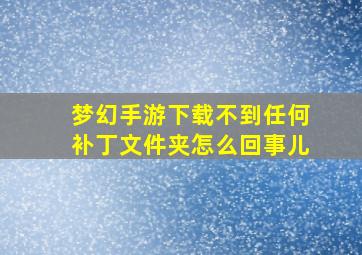 梦幻手游下载不到任何补丁文件夹怎么回事儿