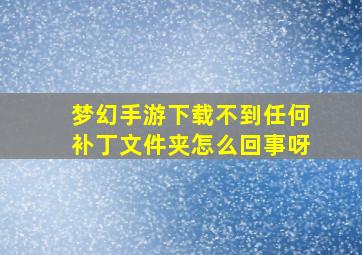 梦幻手游下载不到任何补丁文件夹怎么回事呀