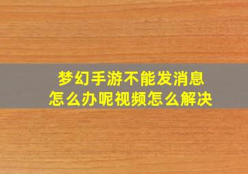 梦幻手游不能发消息怎么办呢视频怎么解决